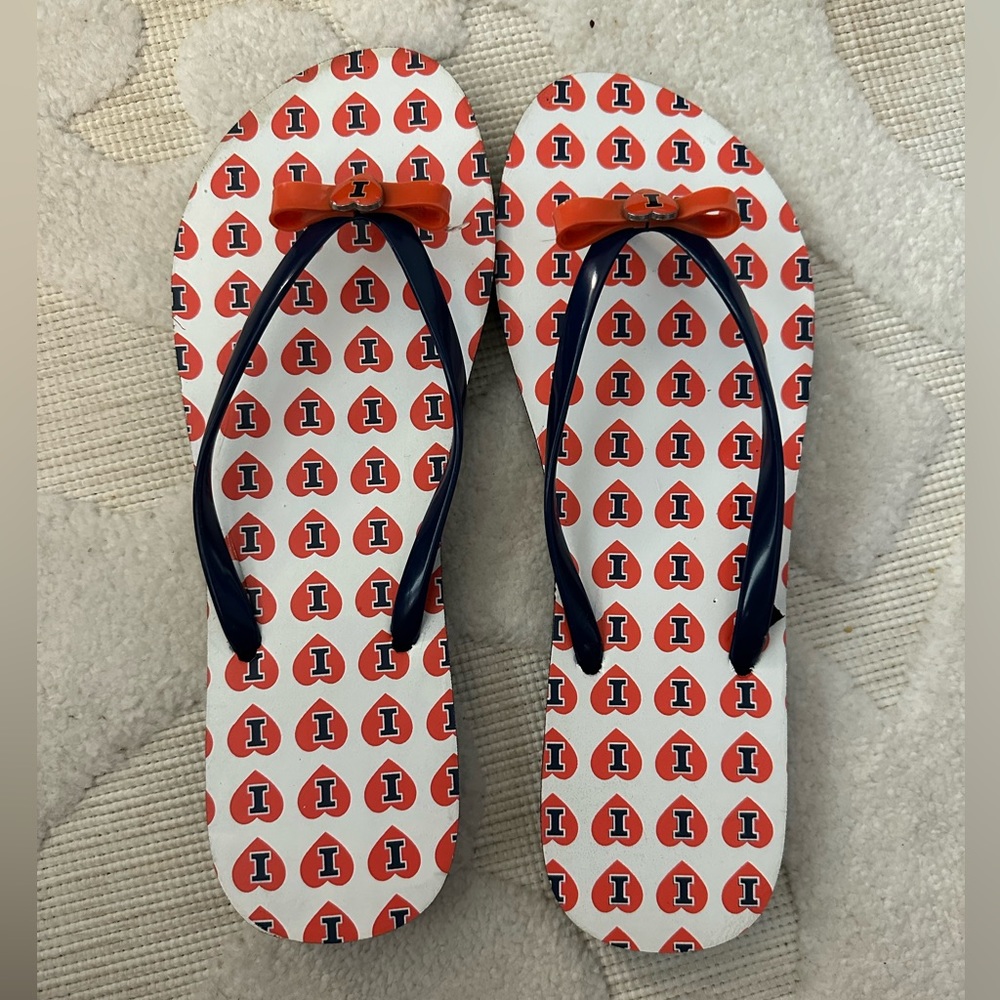 Women’s Size L 9/10 University of Illinois Fighting Illini Flip Flip Sandals